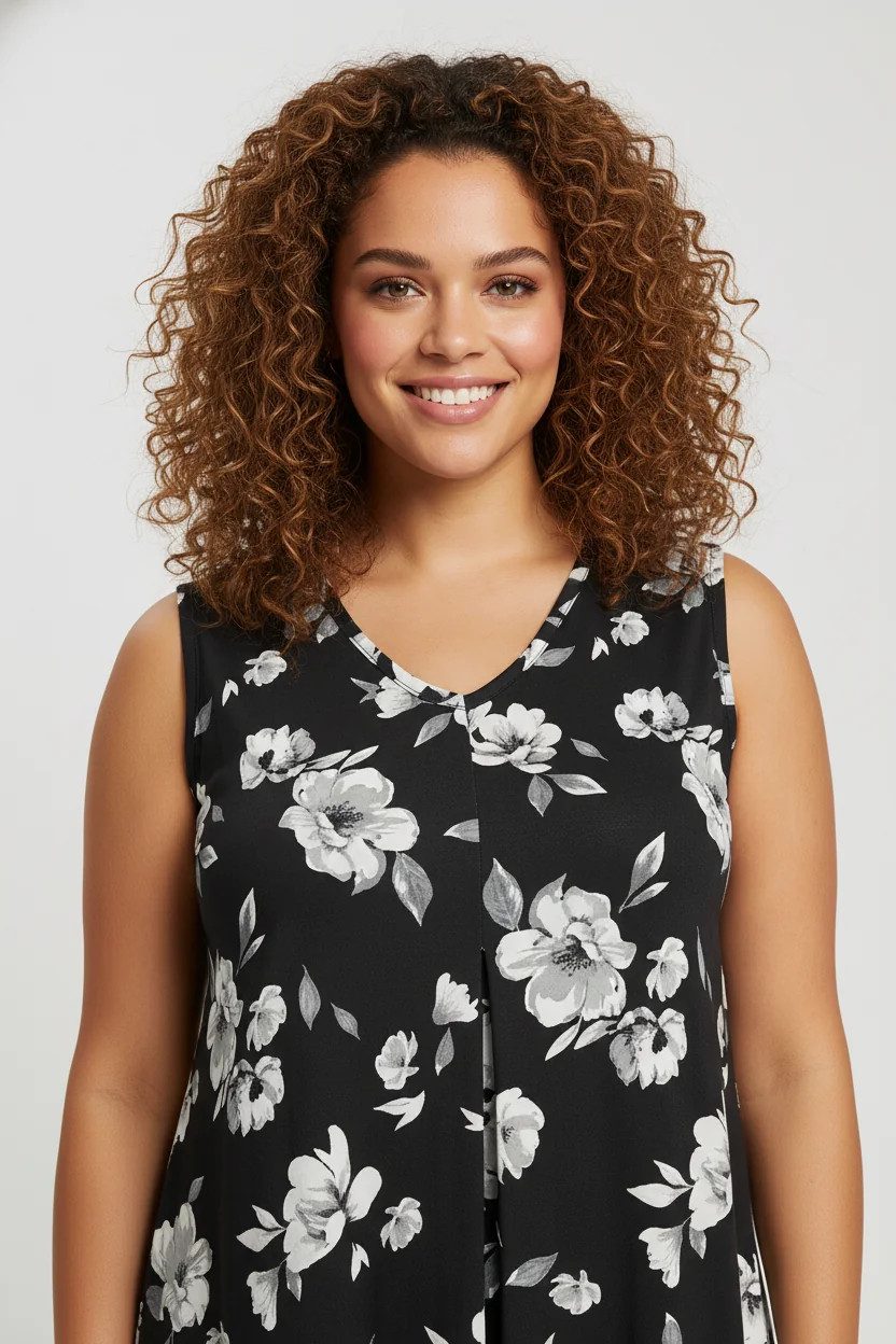 Ärmelloses Top mit Blumenmuster