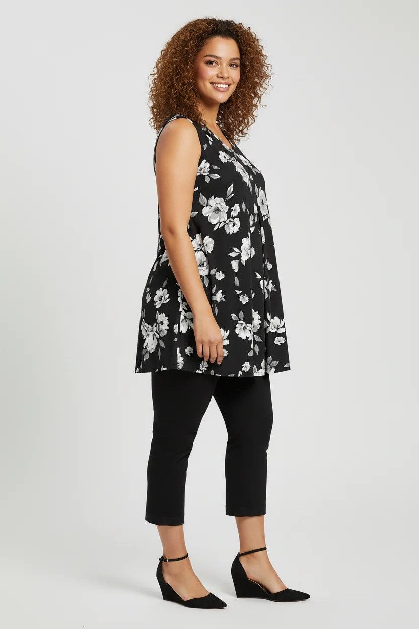 Ärmelloses Top mit Blumenmuster