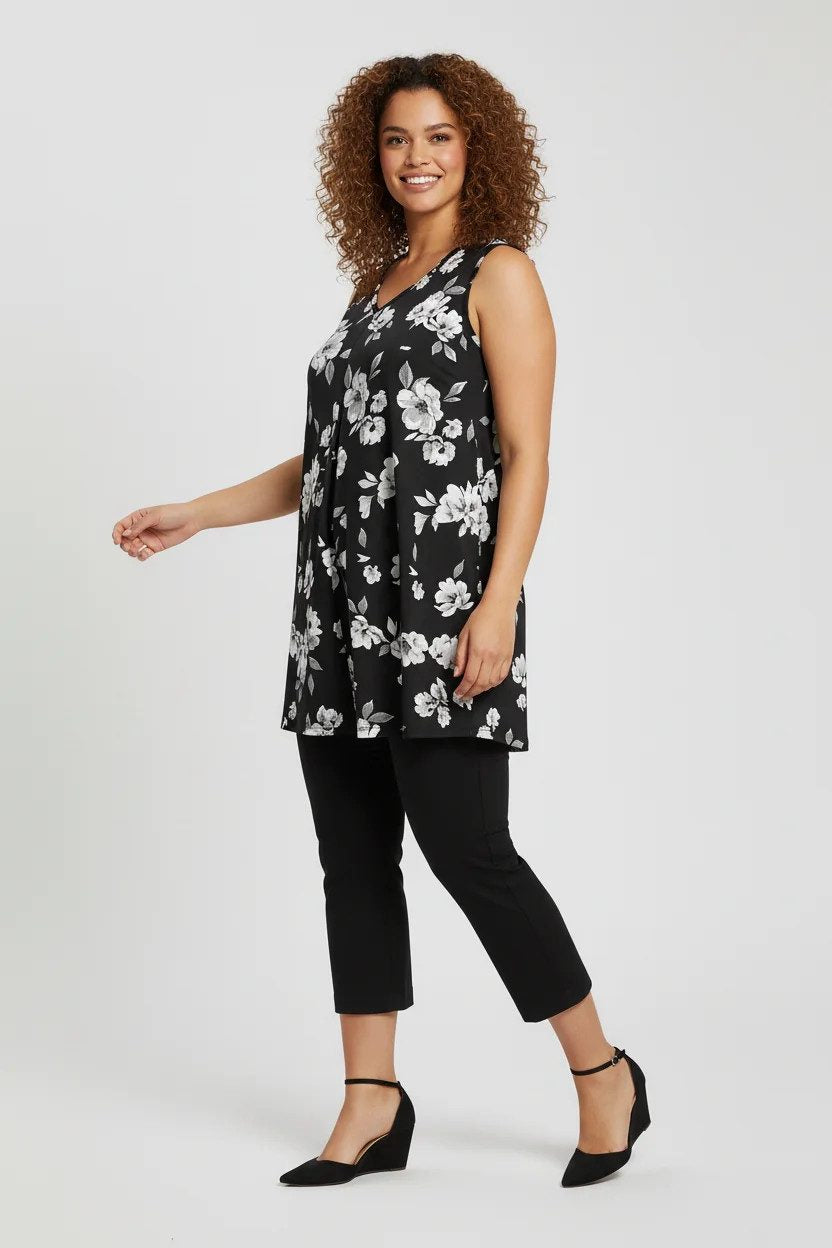 Ärmelloses Top mit Blumenmuster