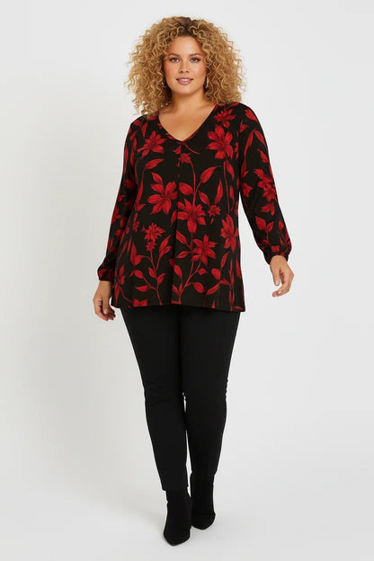 Bluse mit Blumenmuster und Falten
