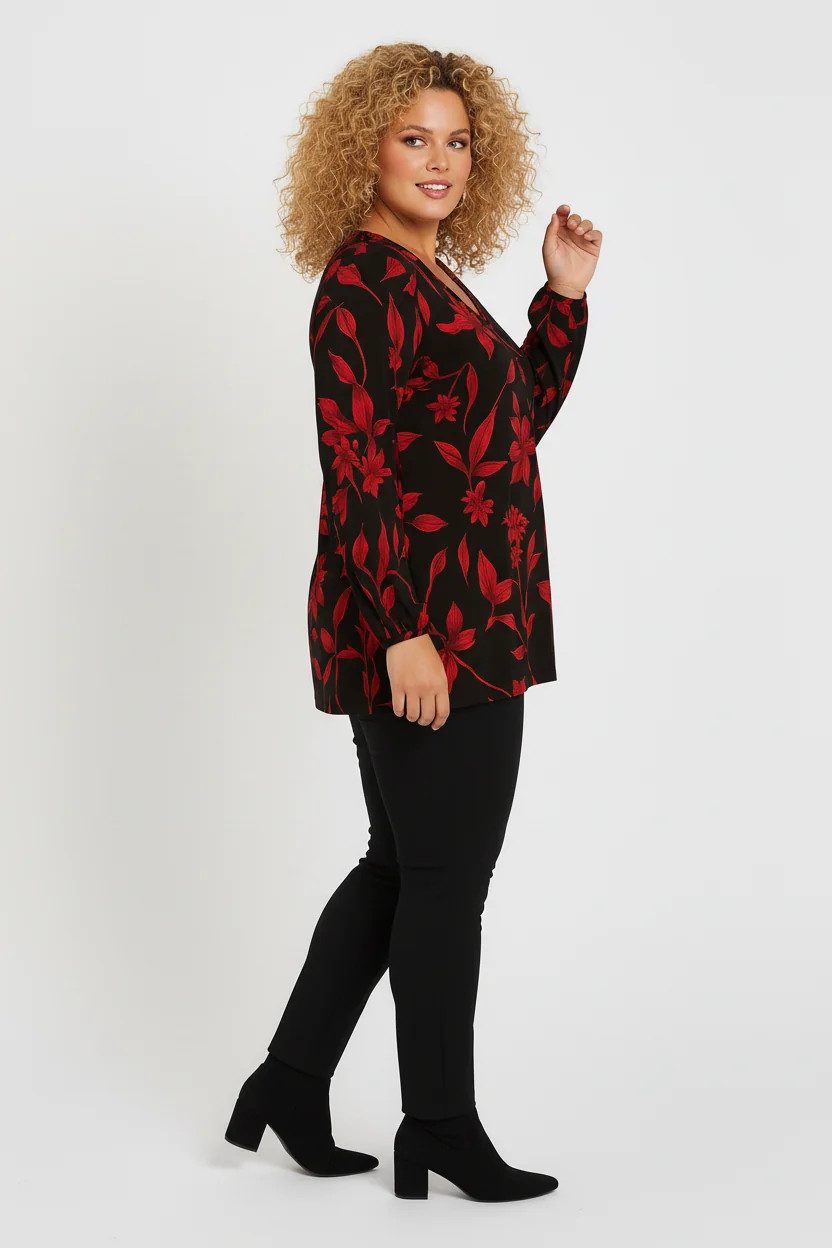 Bluse mit Blumenmuster und Falten