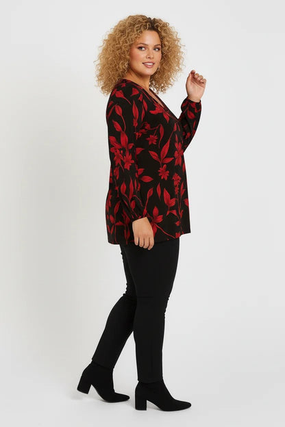Bluse mit Blumenmuster und Falten