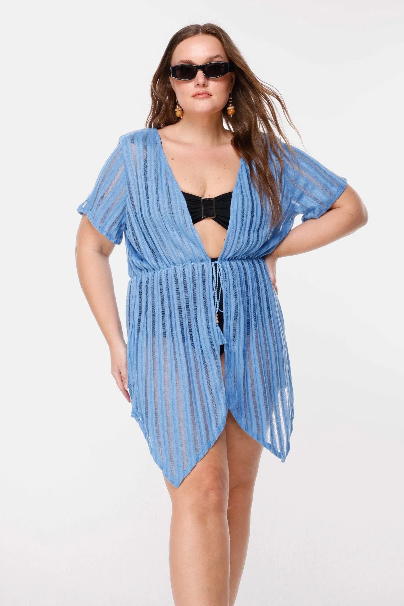 Gestreifter, transparenter Kimono