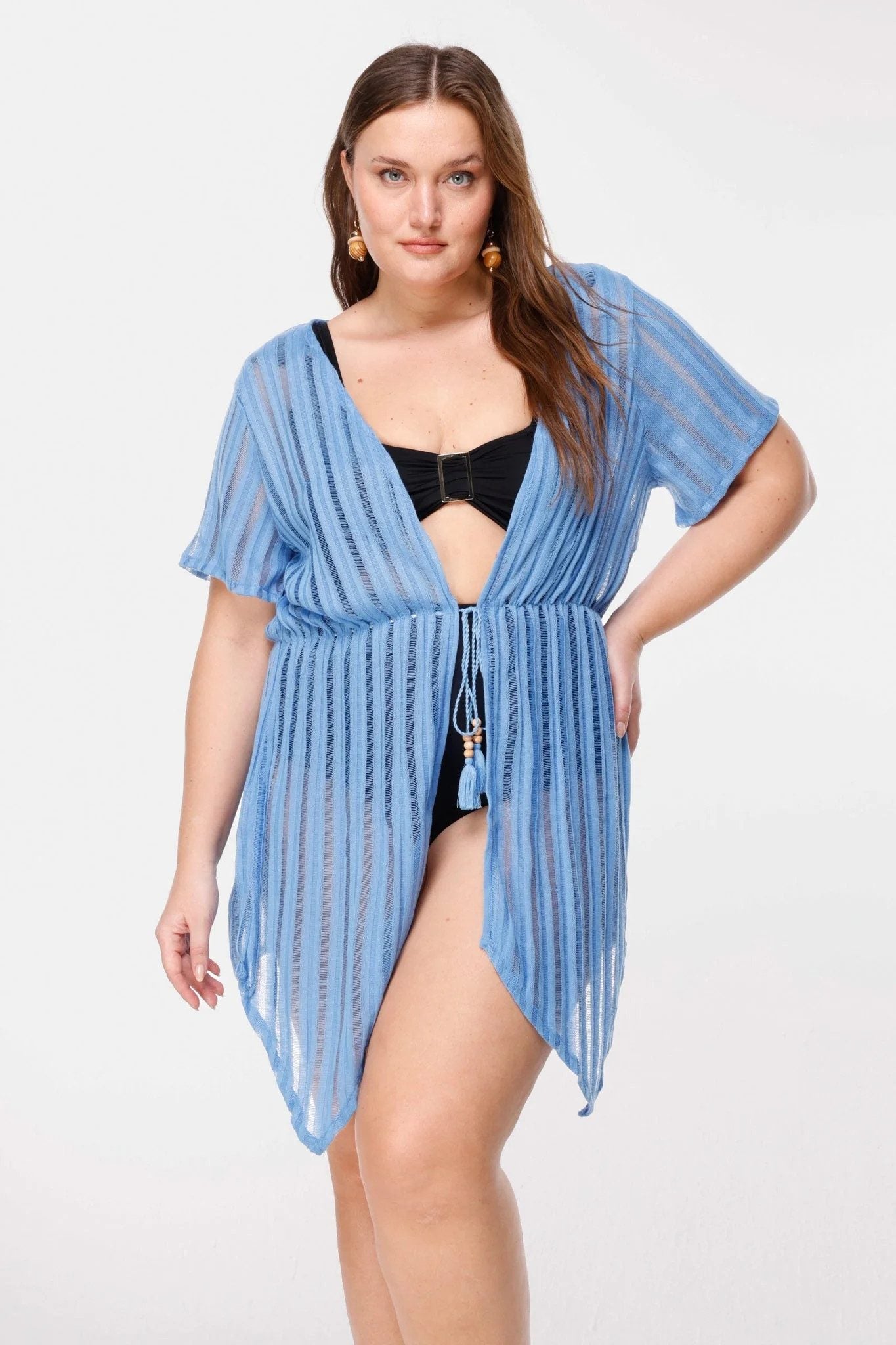 Gestreifter, transparenter Kimono