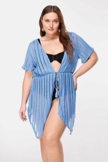 Gestreifter, transparenter Kimono