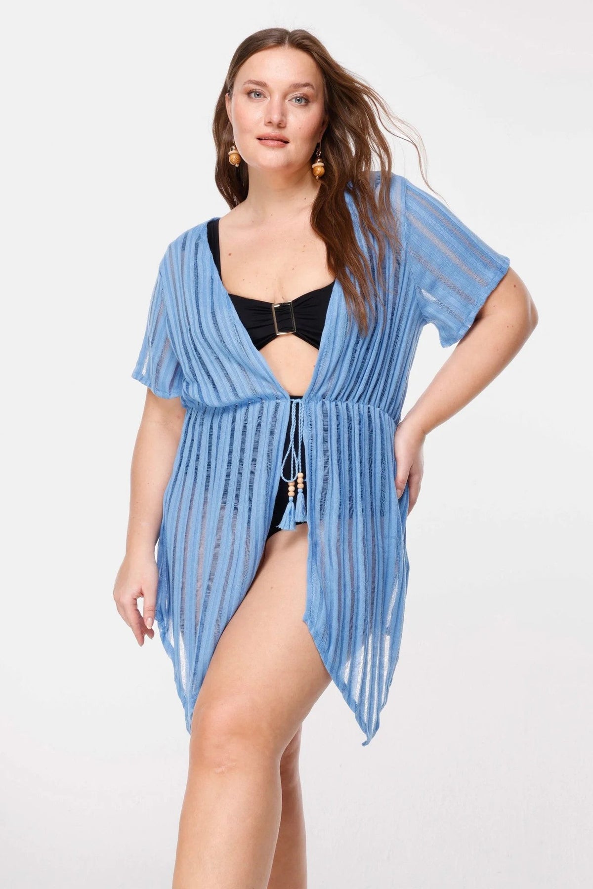 Gestreifter, transparenter Kimono