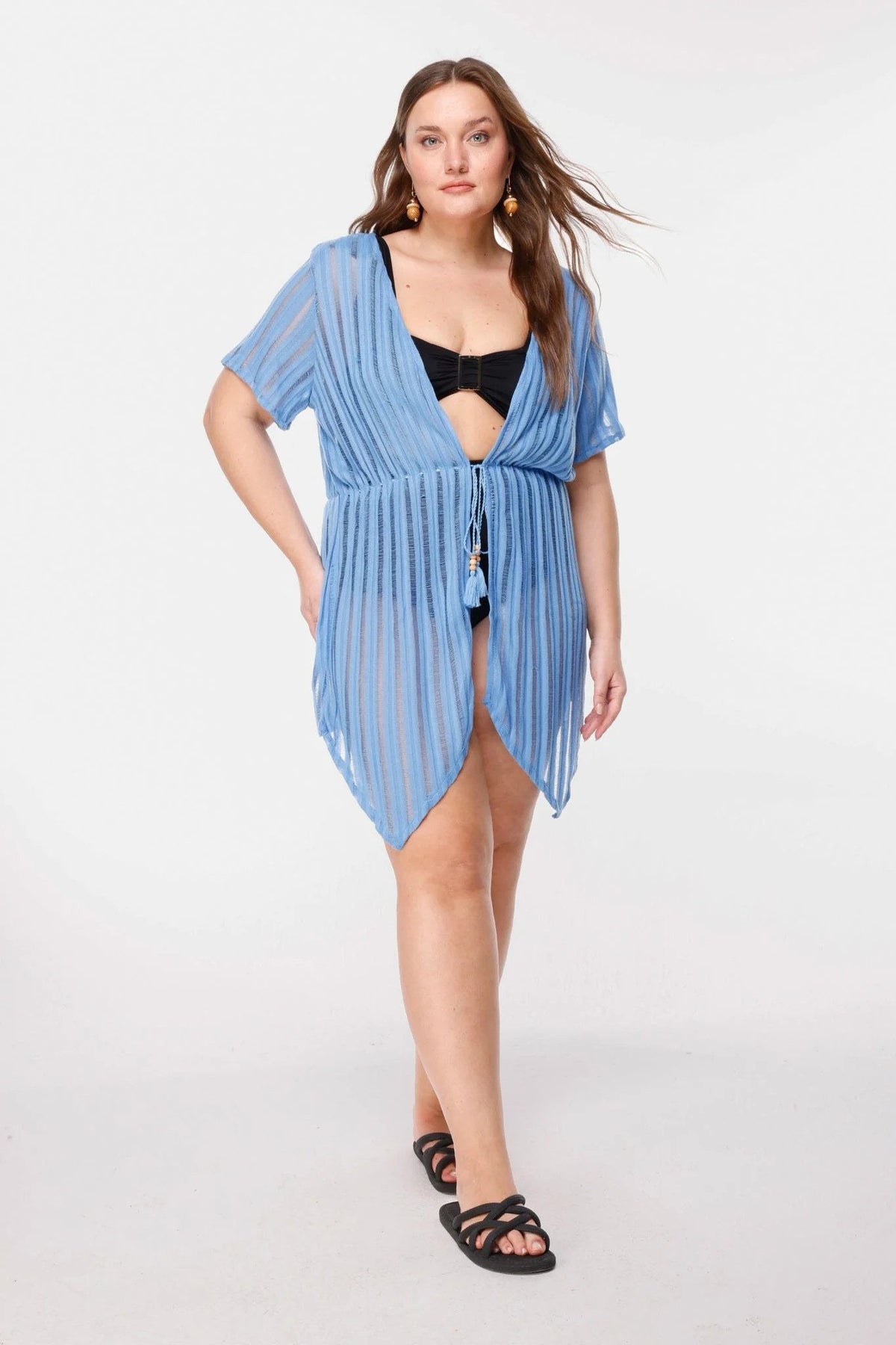 Gestreifter, transparenter Kimono