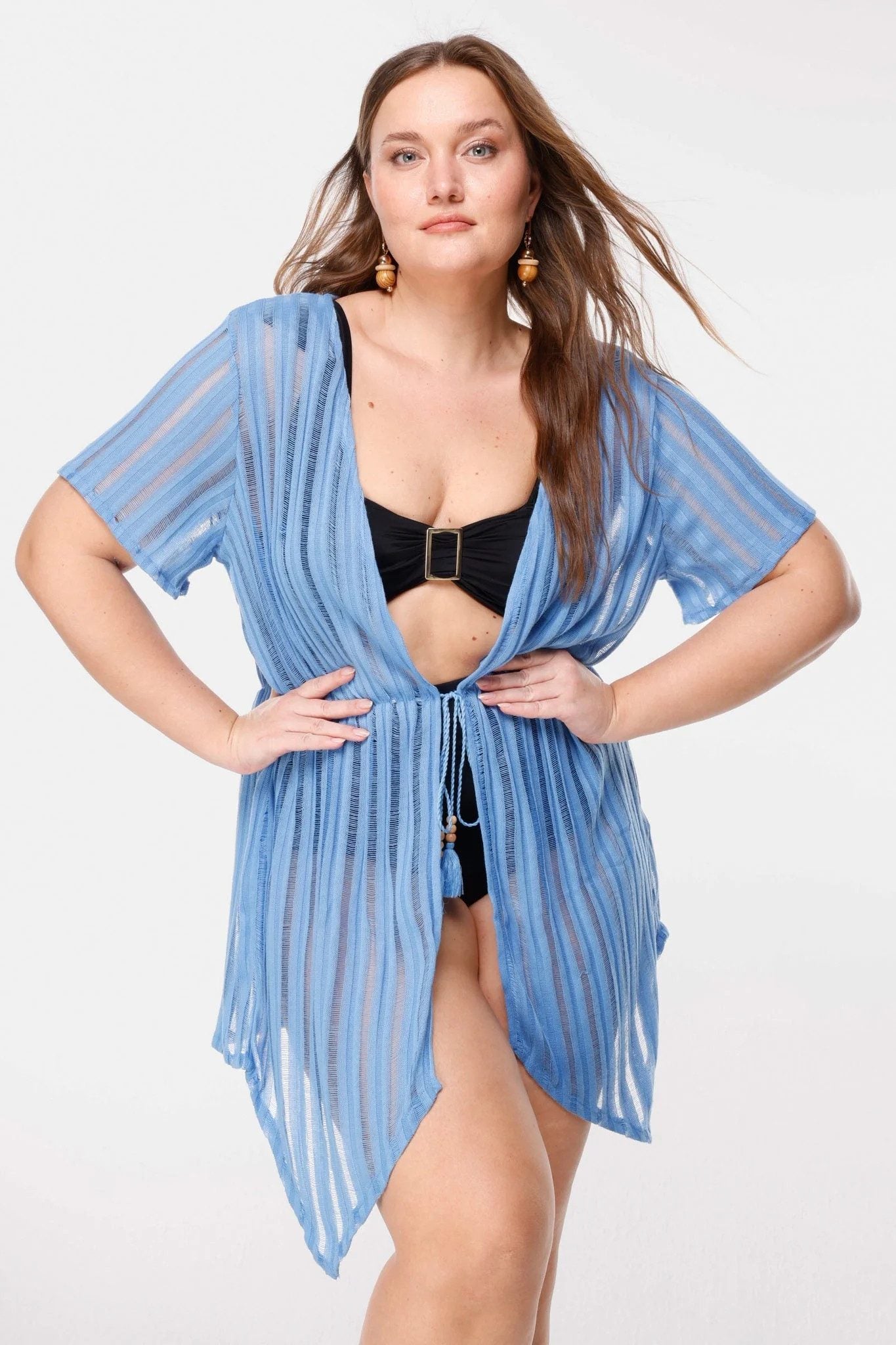 Gestreifter, transparenter Kimono