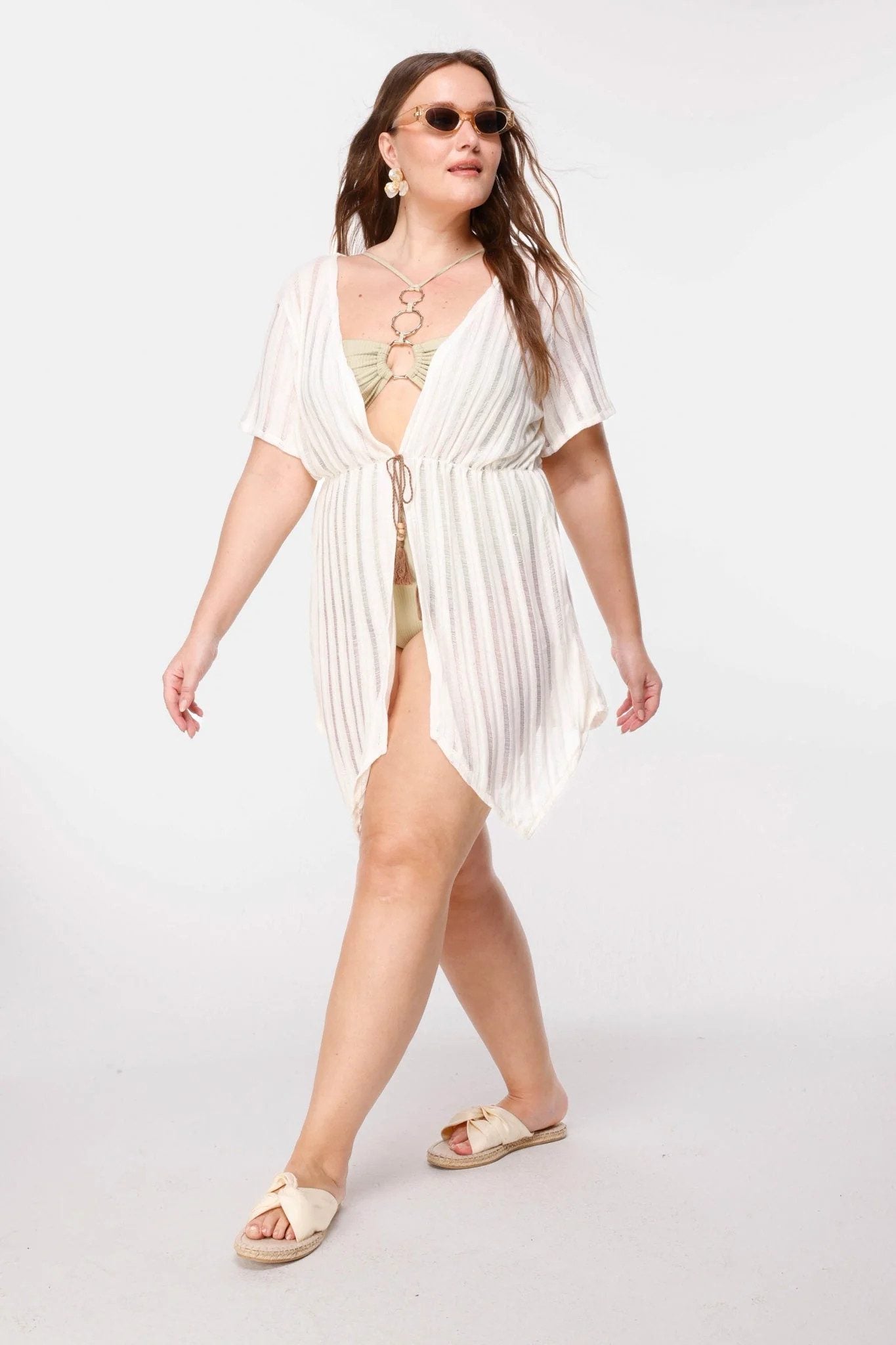 Gestreifter, transparenter Kimono