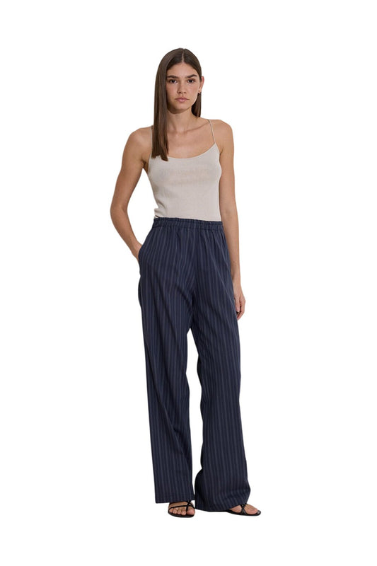 Gestreifte beige Hose mit elastischem Bund