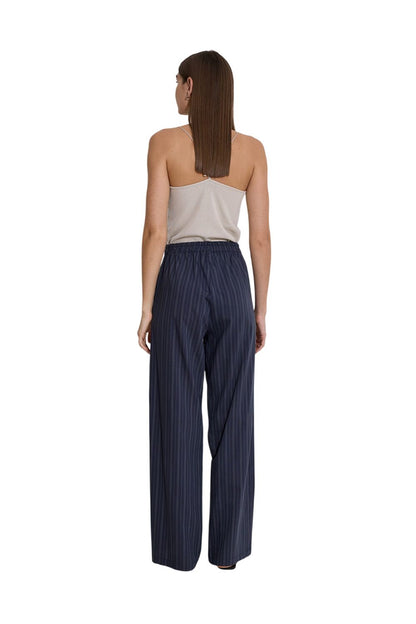Gestreifte beige Hose mit elastischem Bund