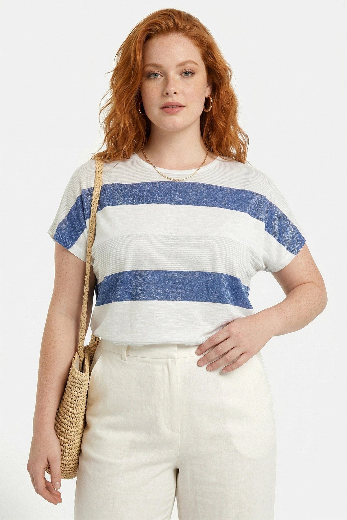 Gestreiftes Rundhals-T-Shirt