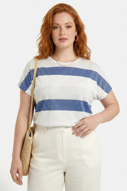 Gestreiftes Rundhals-T-Shirt