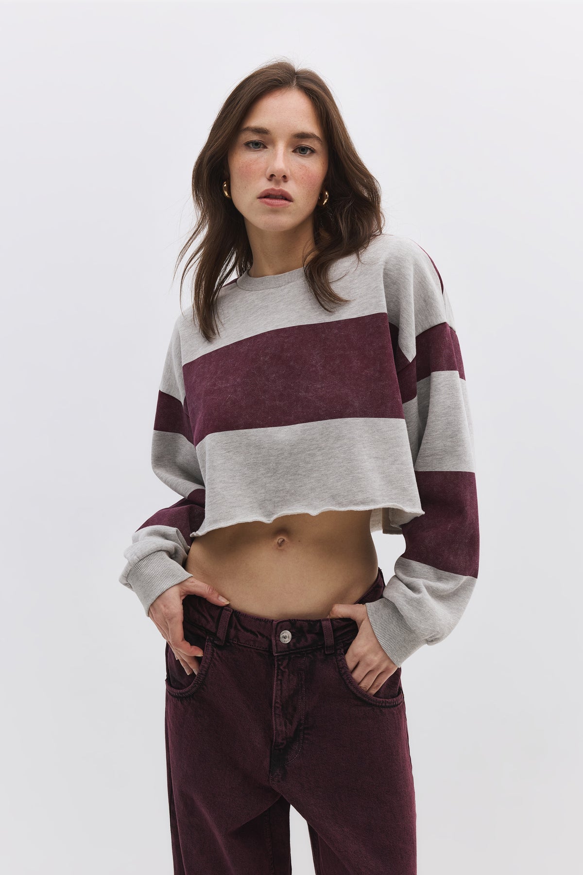 Gestreiftes Crop-Sweatshirt