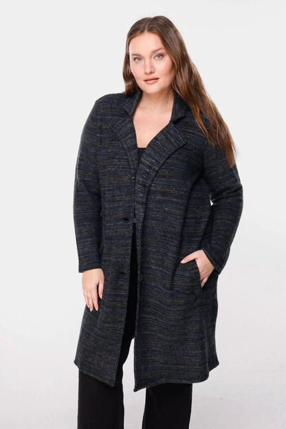 Gestreifter, langärmeliger Strickcardigan mit Knopfdetails