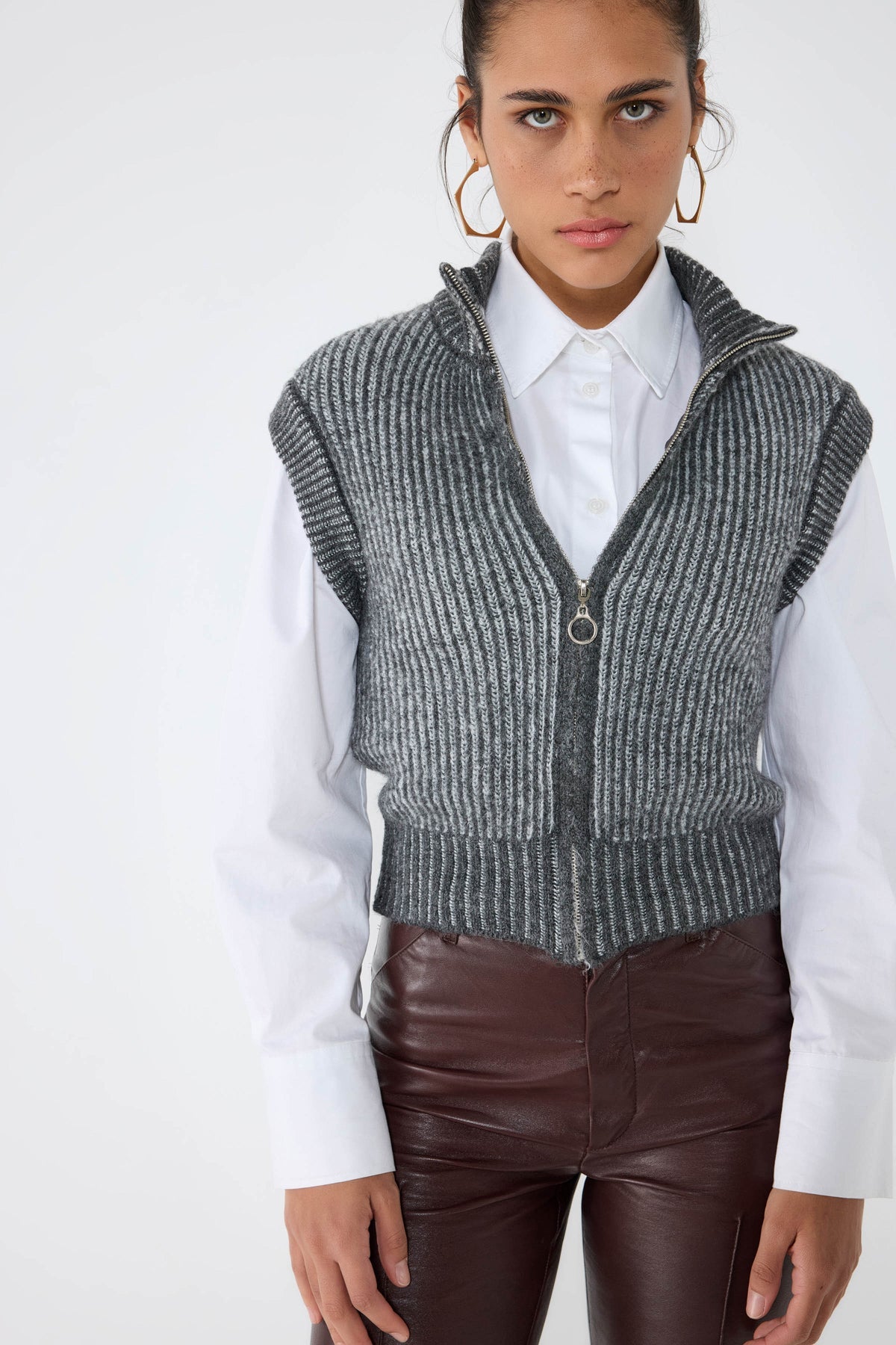 Strickweste mit Fischerkragen