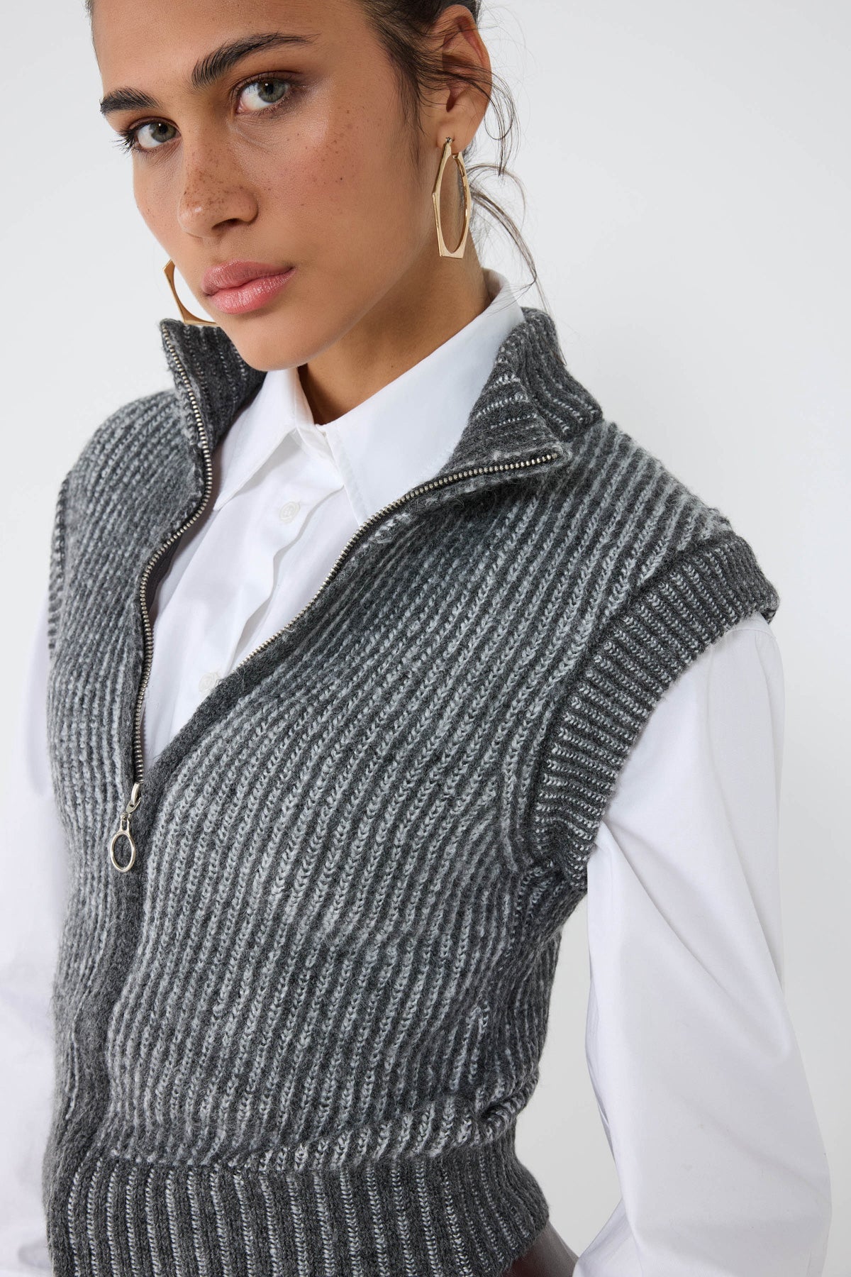 Strickweste mit Fischerkragen
