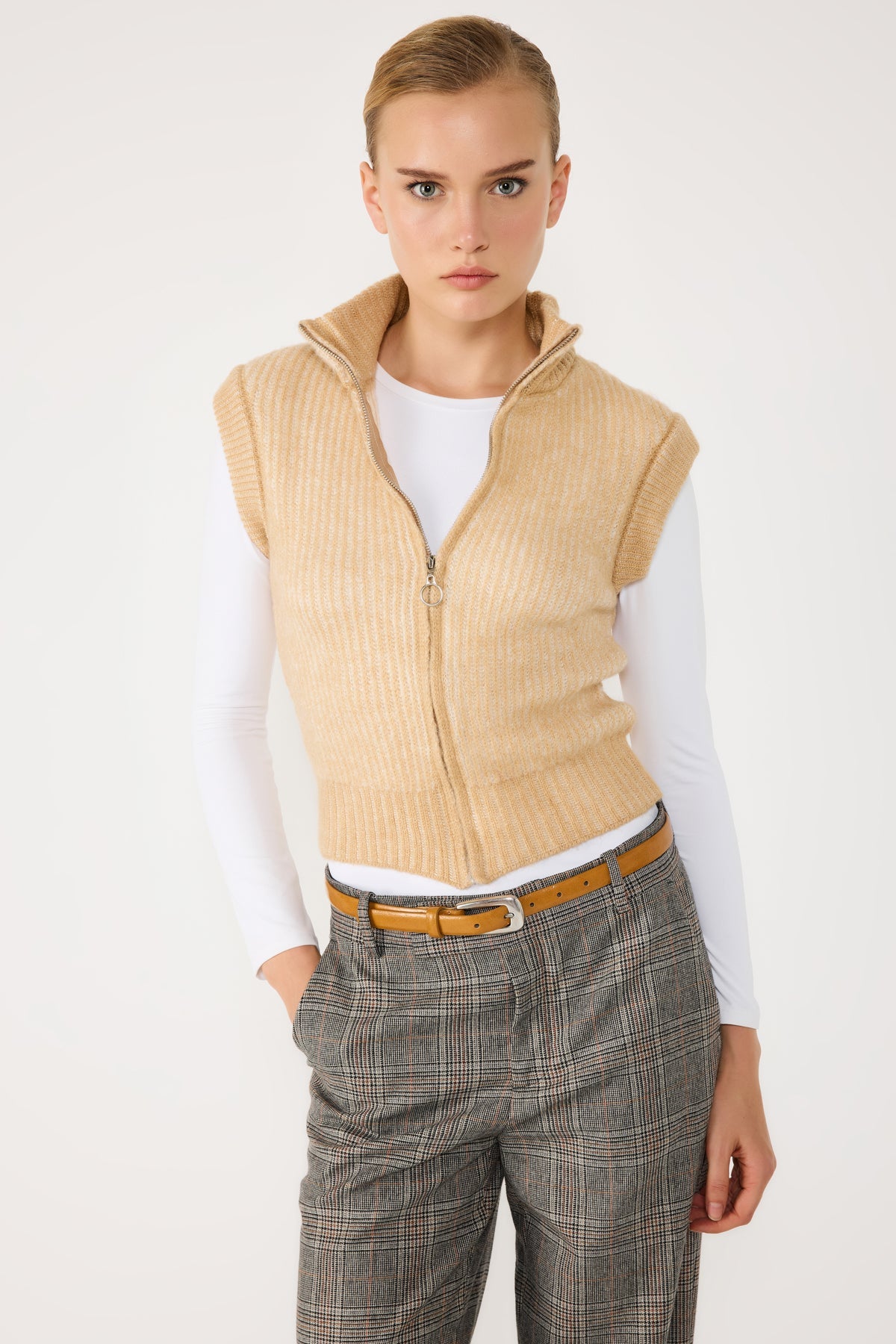 Strickweste mit Fischerkragen