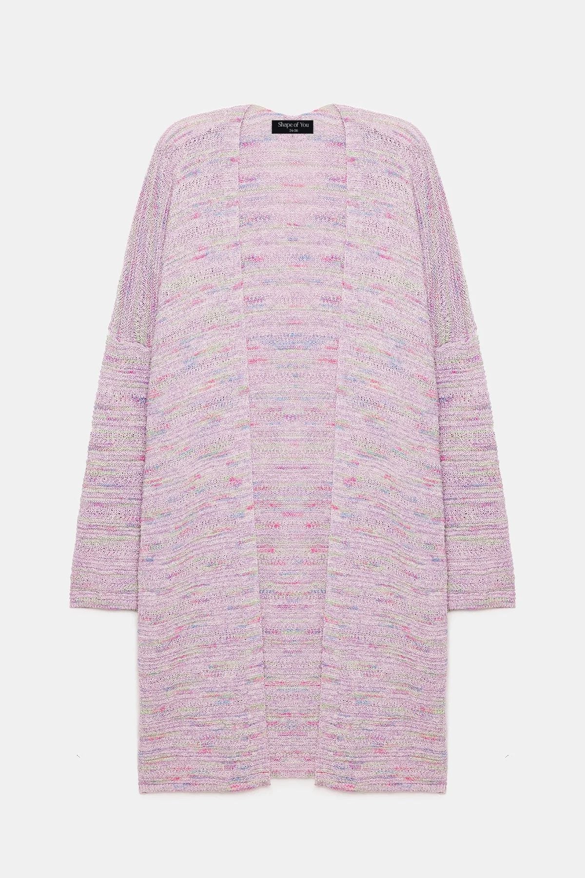 Gestreifter, fein strukturierter Langarm-Strickcardigan