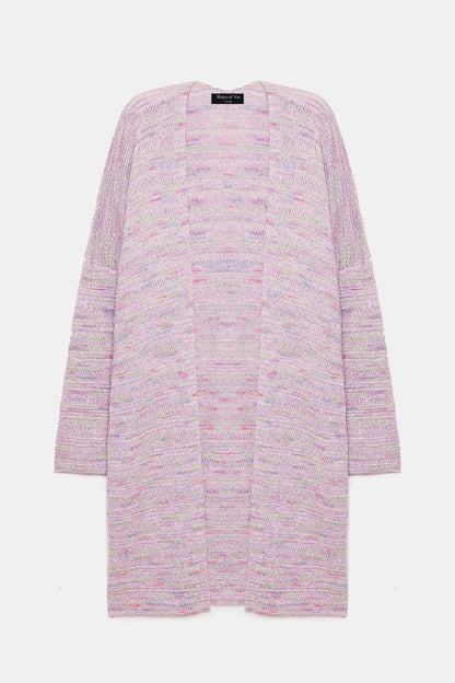 Gestreifter, fein strukturierter Langarm-Strickcardigan