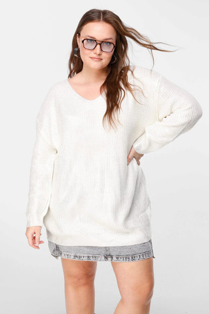 Lockerer V-Ausschnitt-Pullover