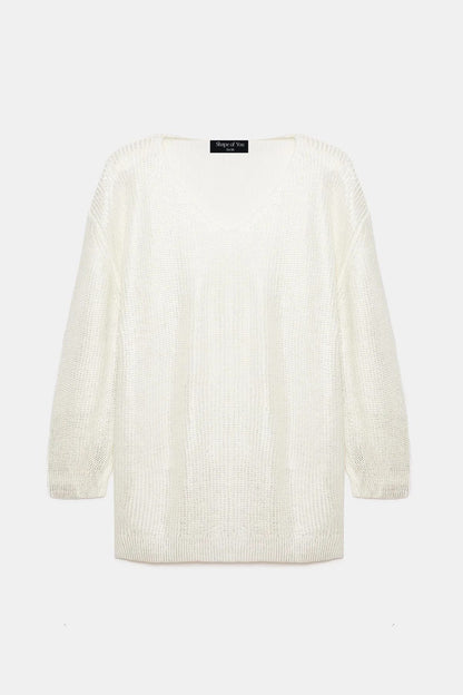 Lockerer V-Ausschnitt-Pullover