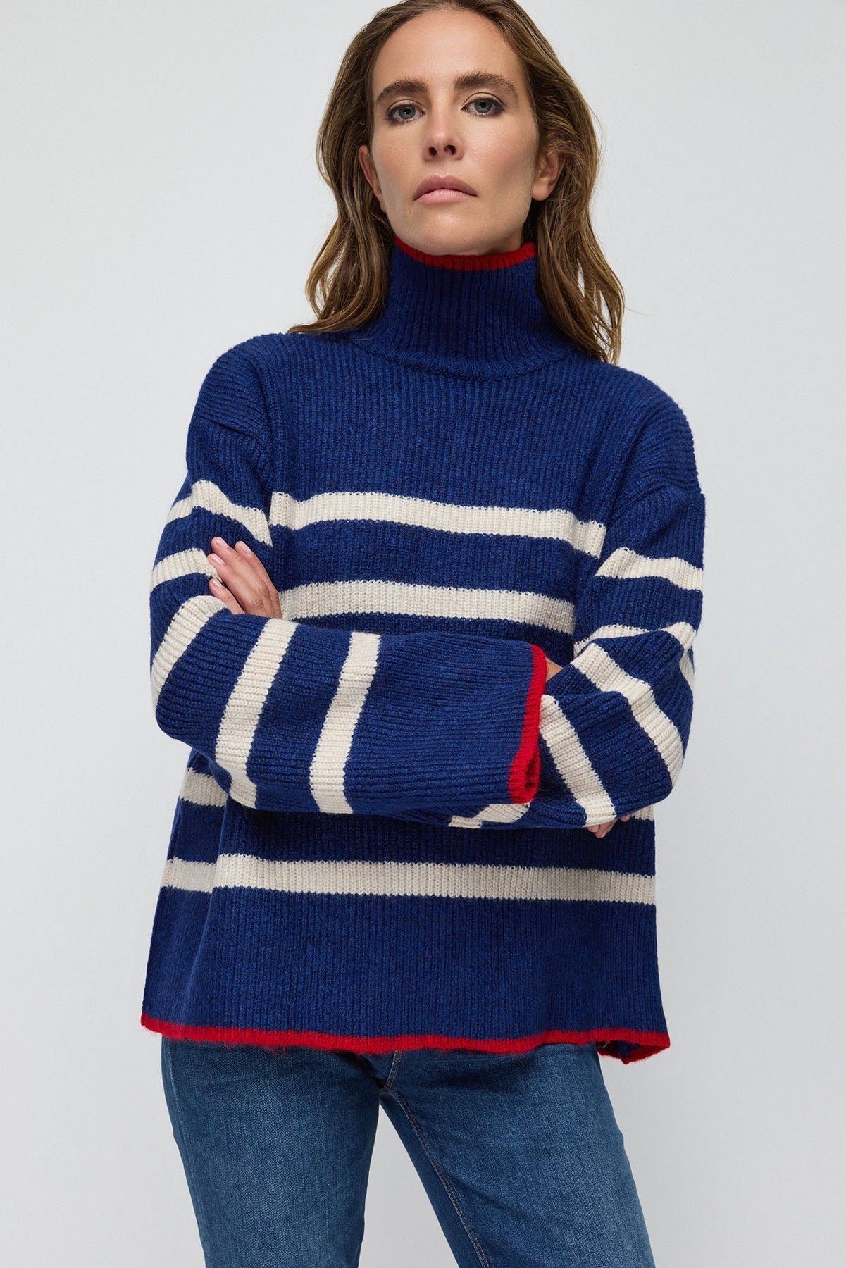 Gestreifter Strickpullover
