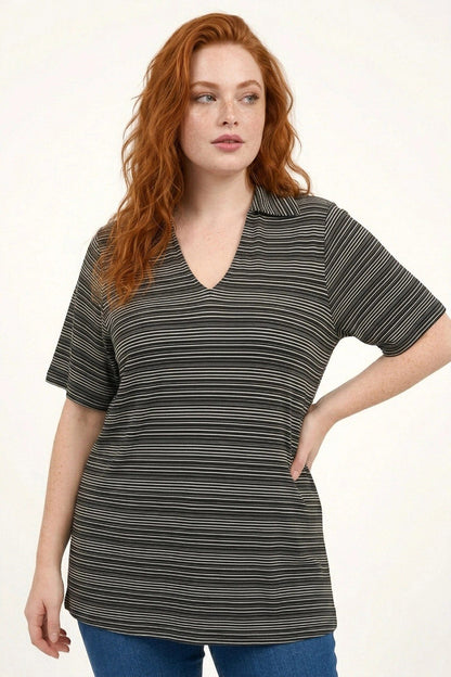 Gestreifte Poloshirt-Bluse