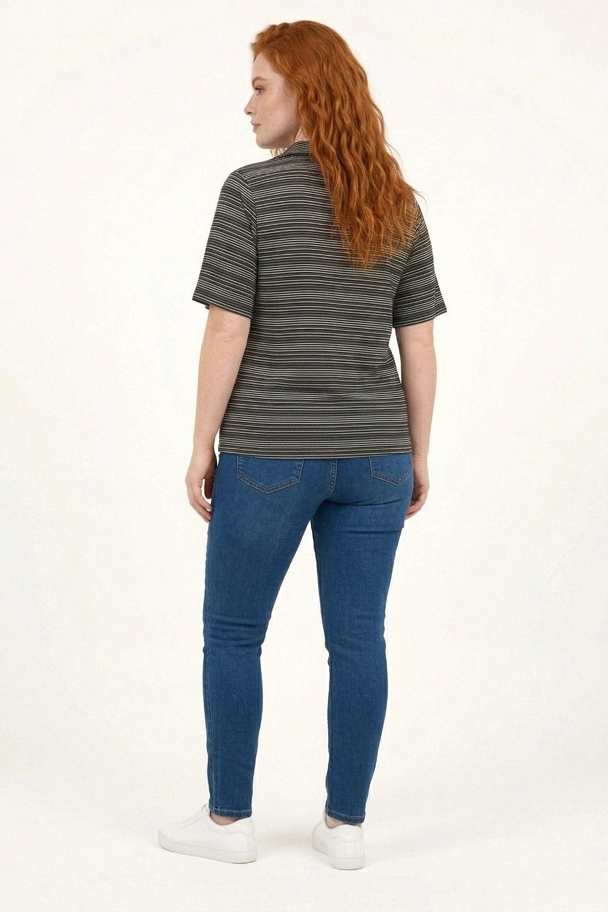 Gestreifte Poloshirt-Bluse