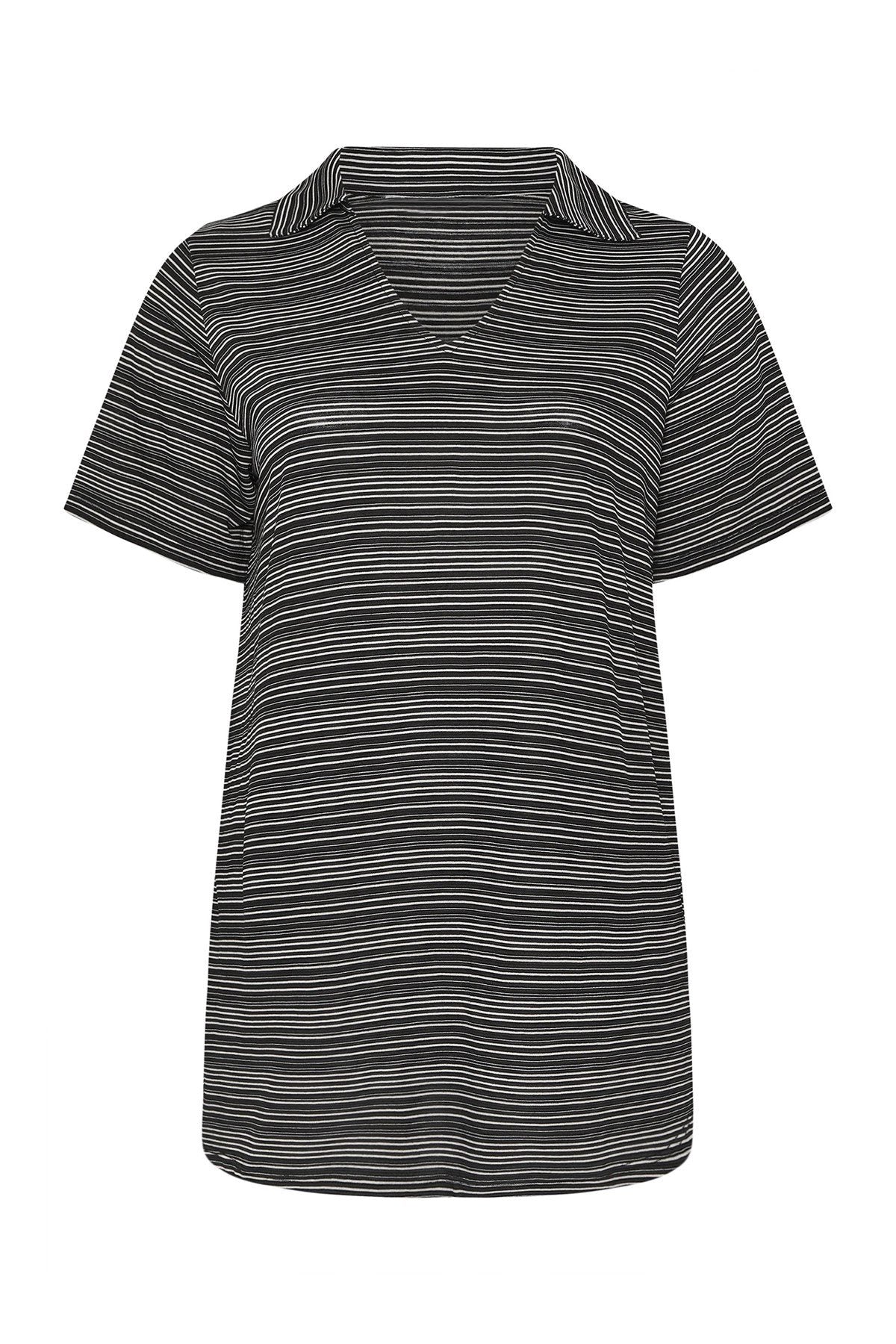 Gestreifte Poloshirt-Bluse