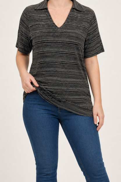 Gestreifte Poloshirt-Bluse