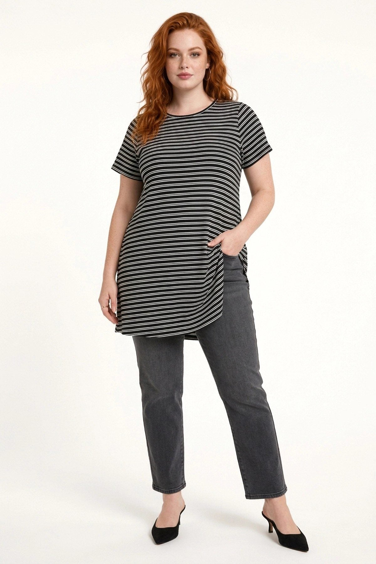 Gestreifte Weiche Tunika-Bluse