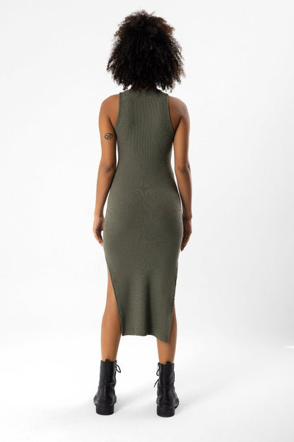 Gestreiftes Kleid mit Schlitz