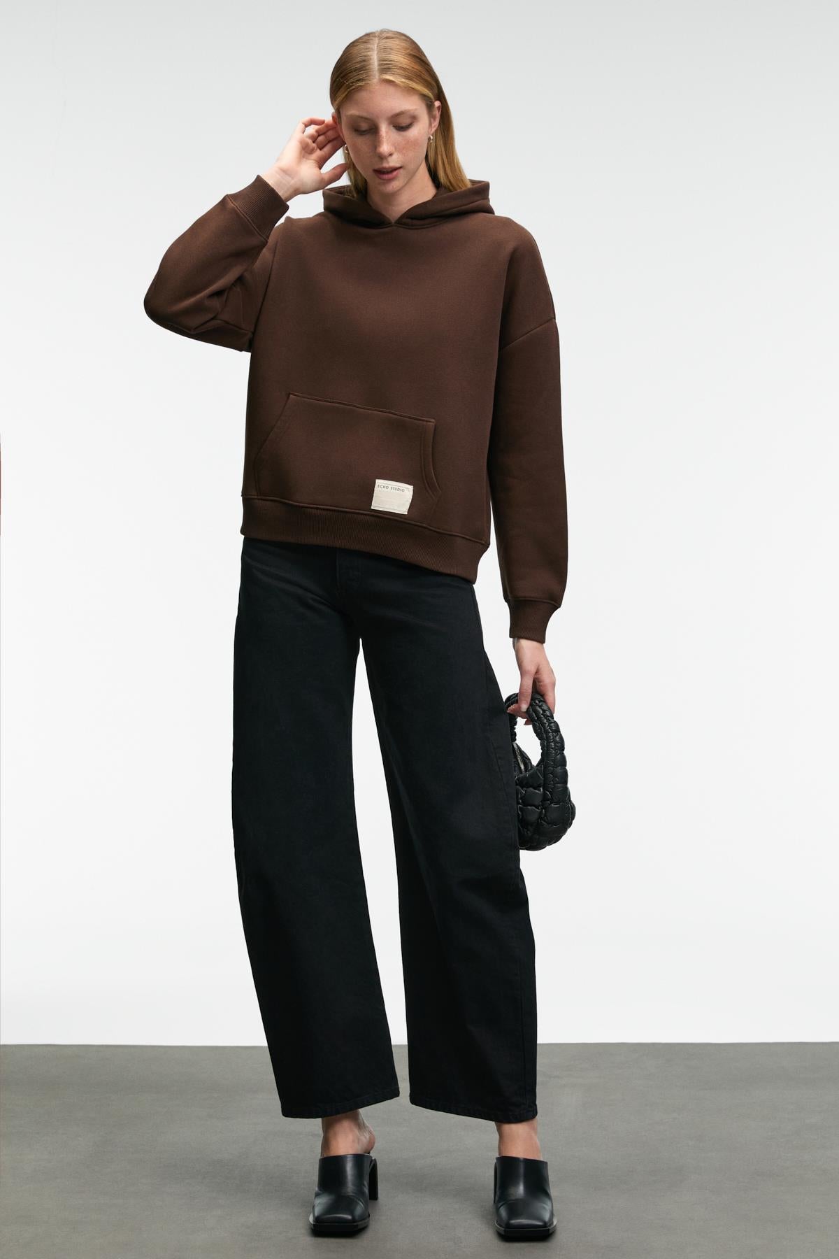 GRIMELANGE CLARIE Damen Hoodie aus Bio-Baumwolle Braun