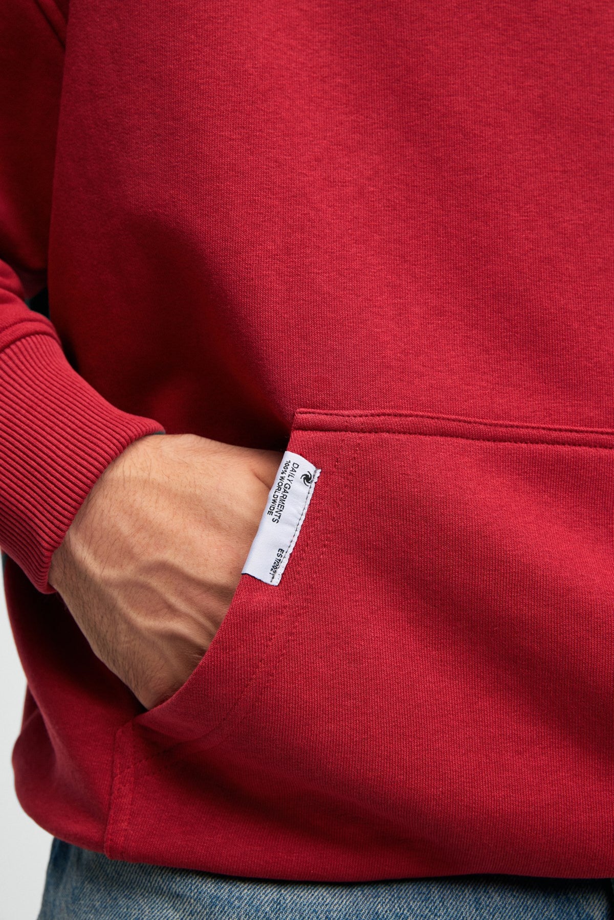 GRIMELANGE CLAY Herren Baumwoll Kapuzenpullover Rot