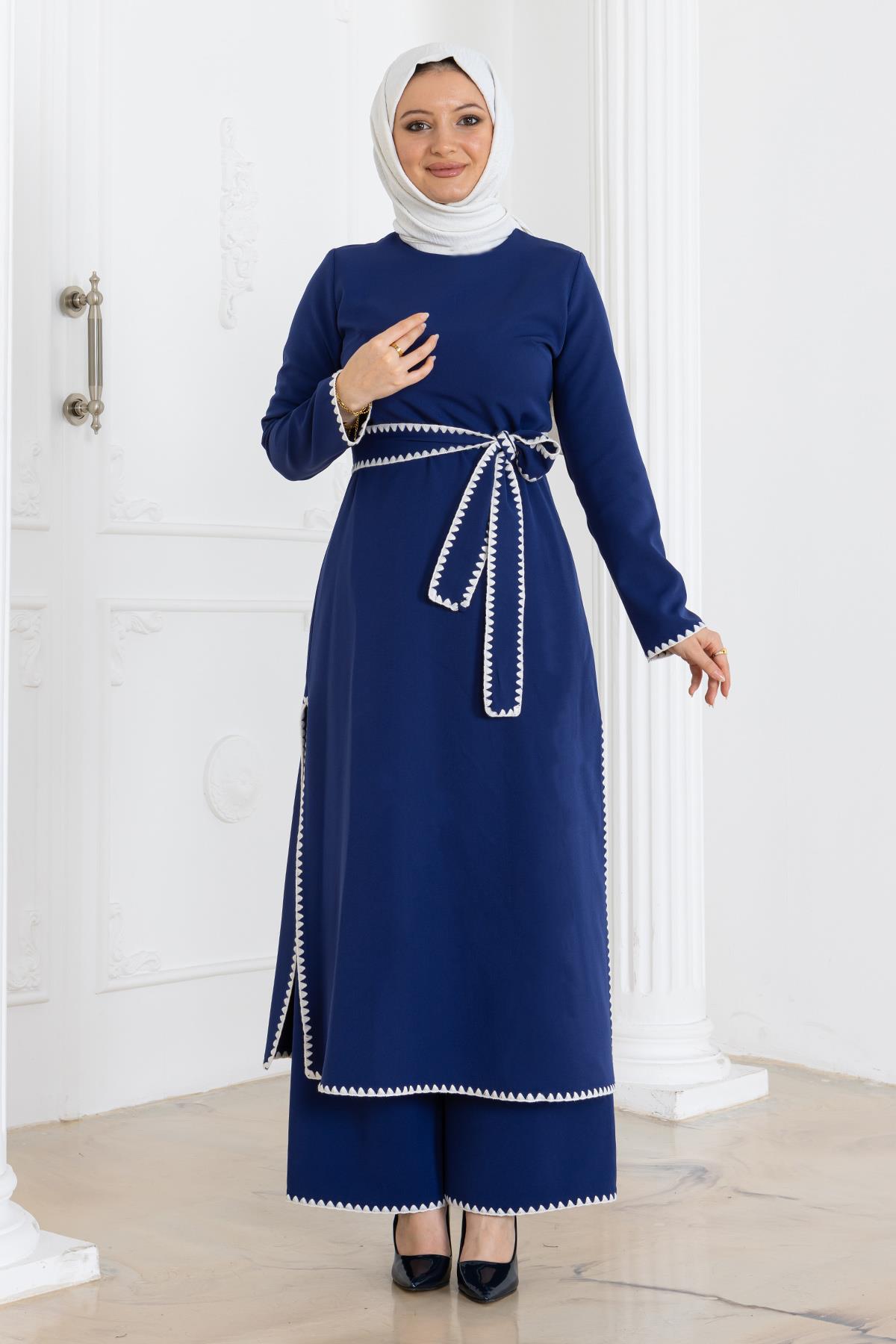 Indigo Gestepptes Gürtel-Set MSW19365-2