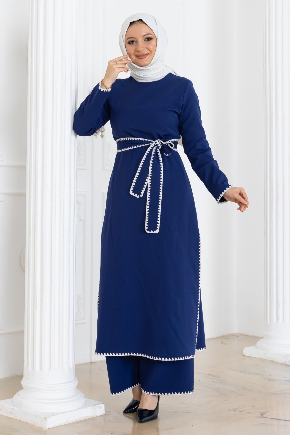 Indigo Gestepptes Gürtel-Set MSW19365-2