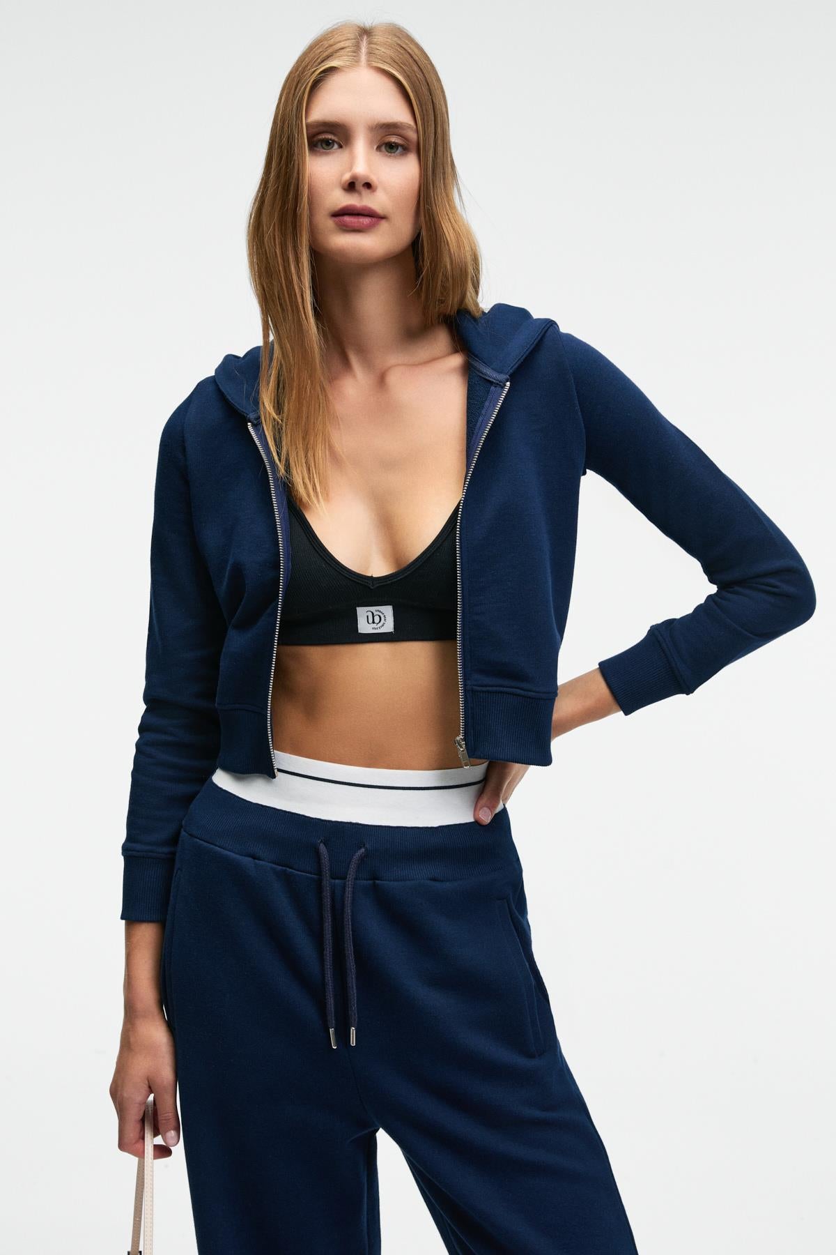 GRIMELANGE COSIMA Damen Crop-Hoodie Marineblau