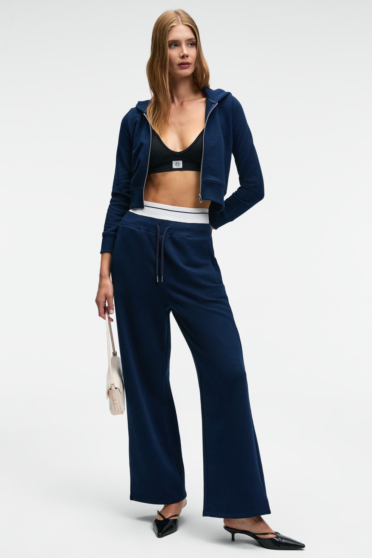 GRIMELANGE COSIMA Damen Crop-Hoodie Marineblau