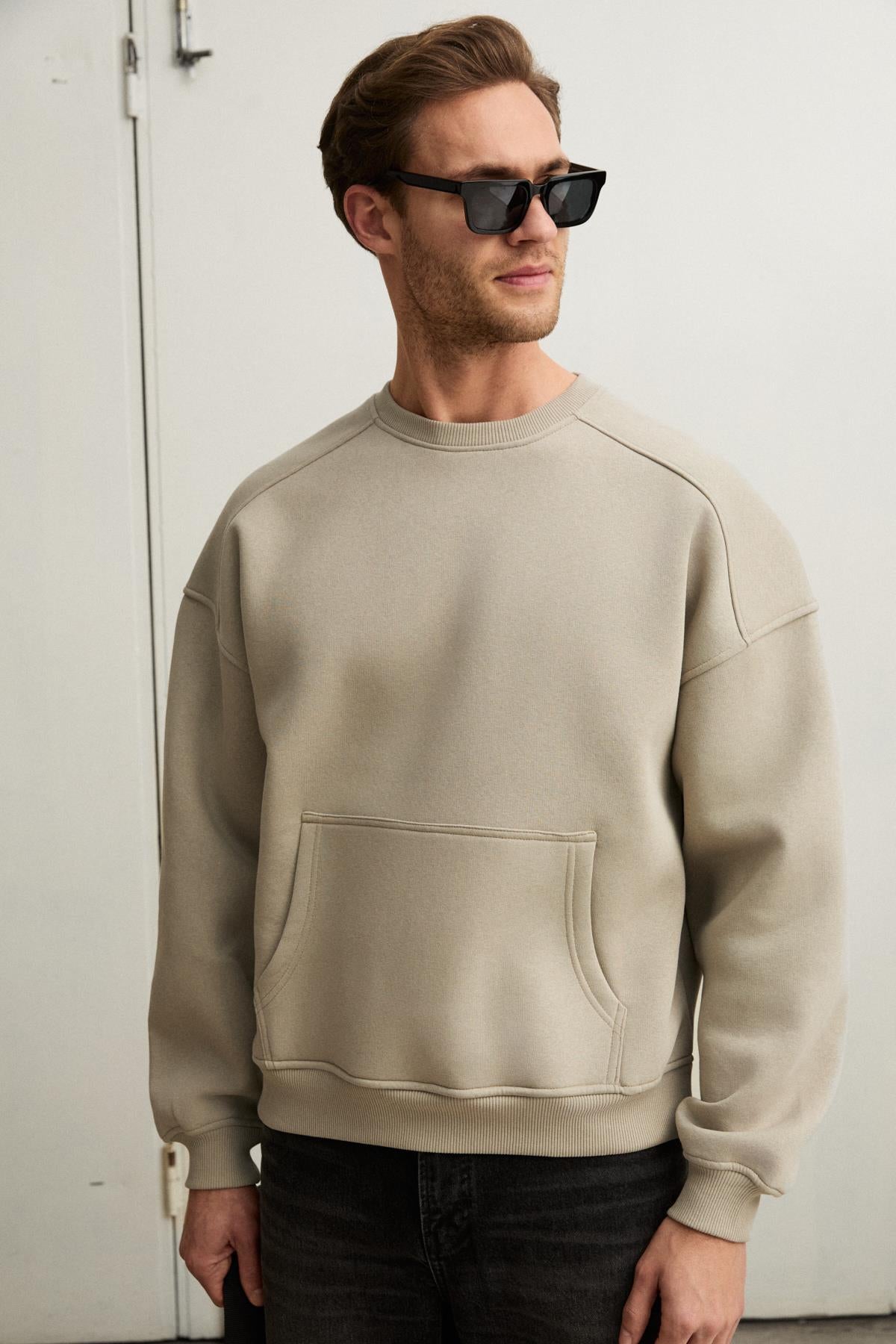 GRIMELANGE COYOTES Herren Hoodie aus Bio-Baumwolle Açık Haki