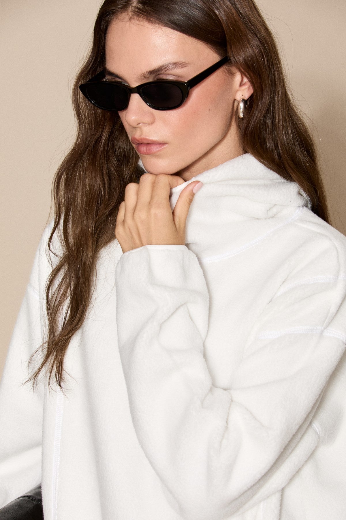 GRIMELANGE CRANS Damen Hoodie Fleece Sweatshirt Ecru