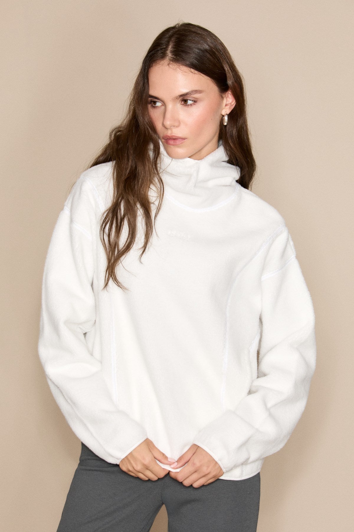 GRIMELANGE CRANS Damen Hoodie Fleece Sweatshirt Ecru