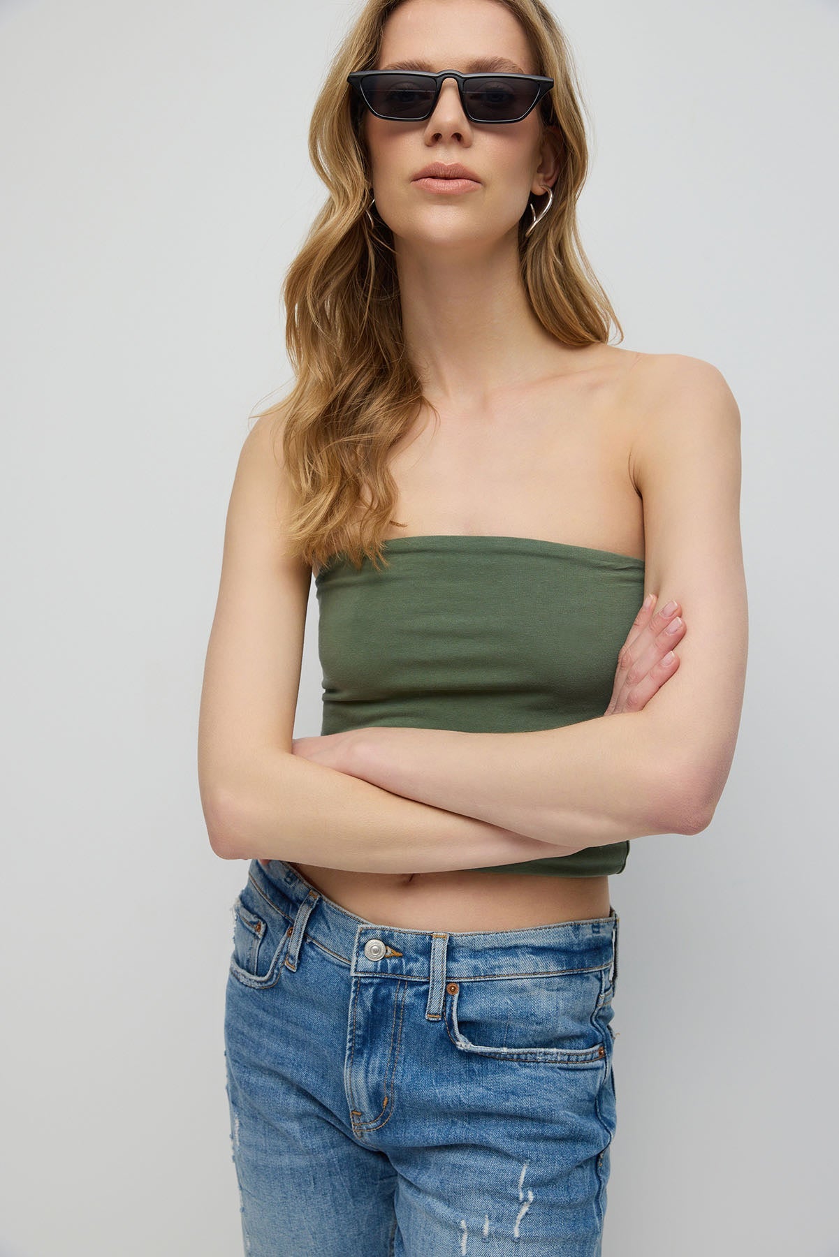 Trägerloses Crop-Top