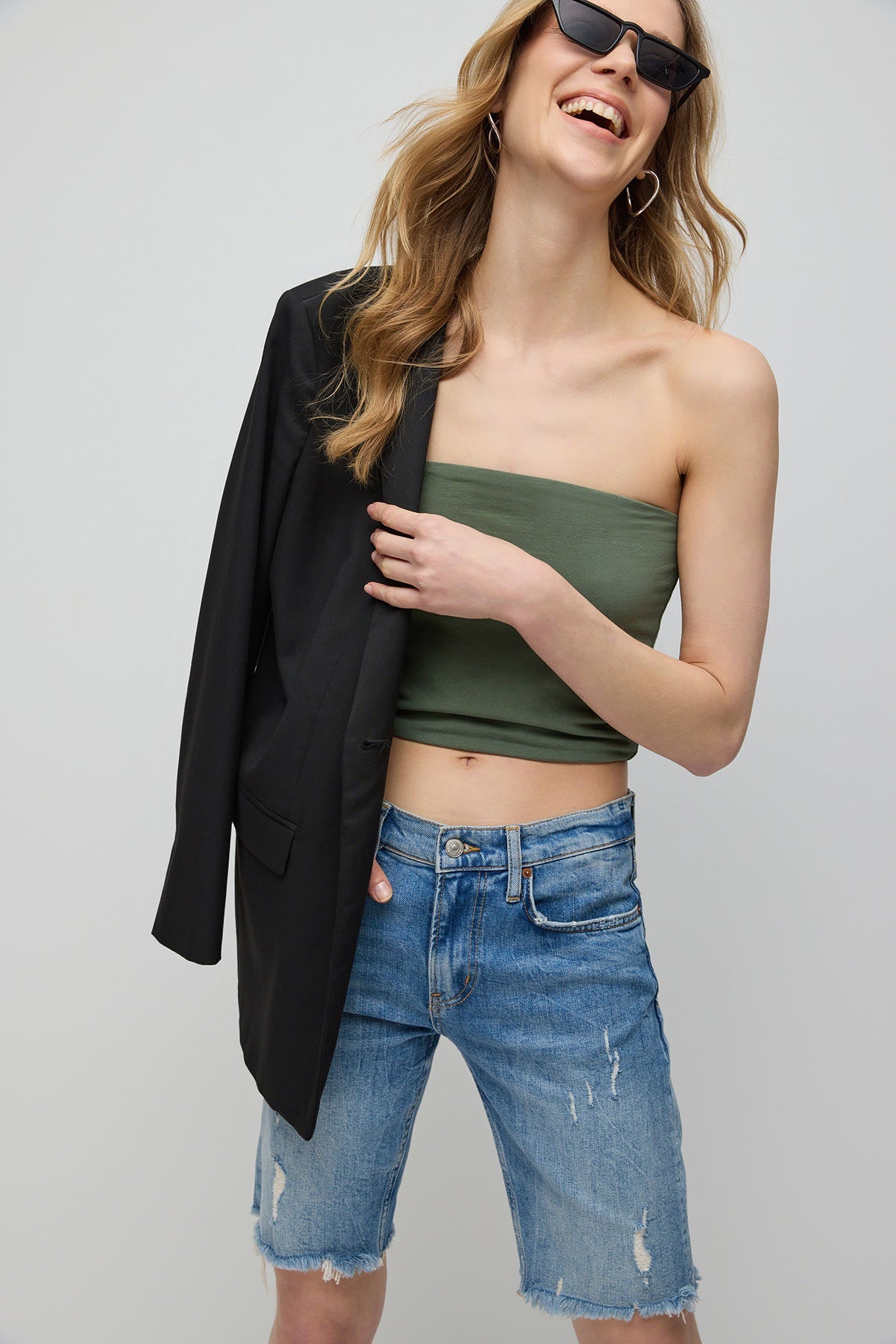 Trägerloses Crop-Top