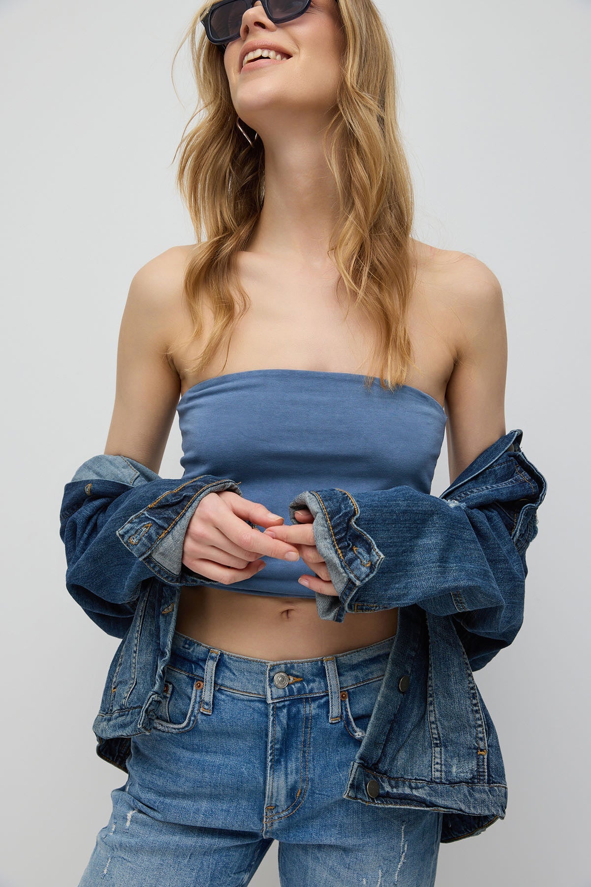 Trägerloses Crop-Top