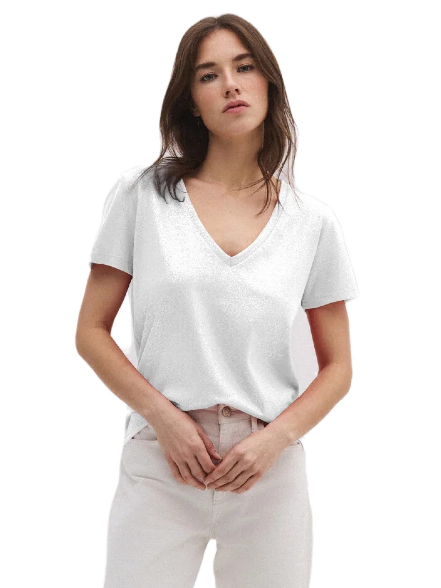 Kurzärmeliges T-Shirt mit V-Ausschnitt
