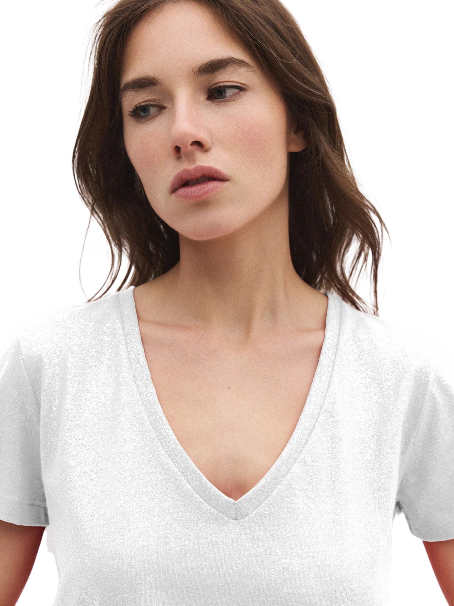 Kurzärmeliges T-Shirt mit V-Ausschnitt