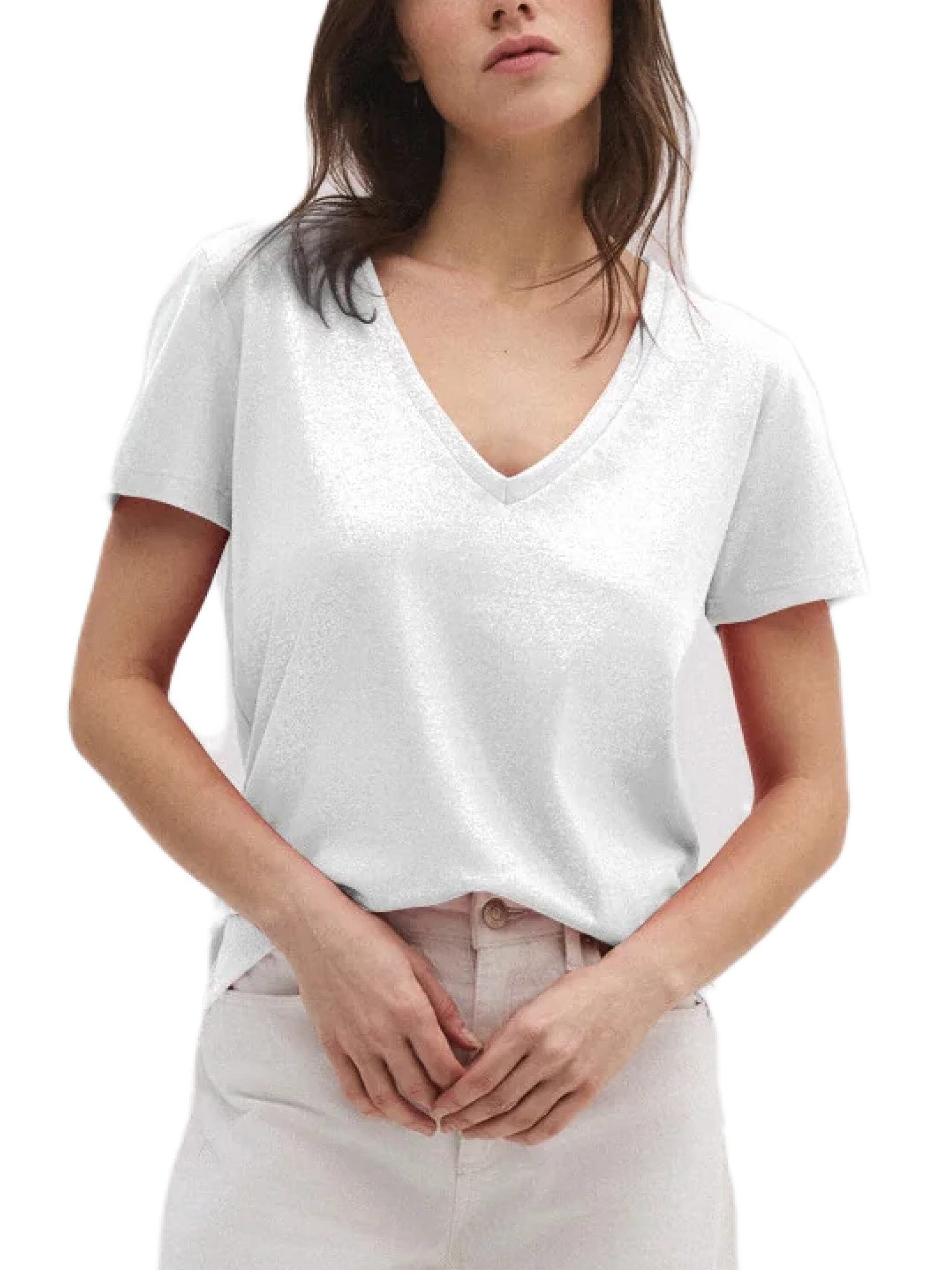 Kurzärmeliges T-Shirt mit V-Ausschnitt