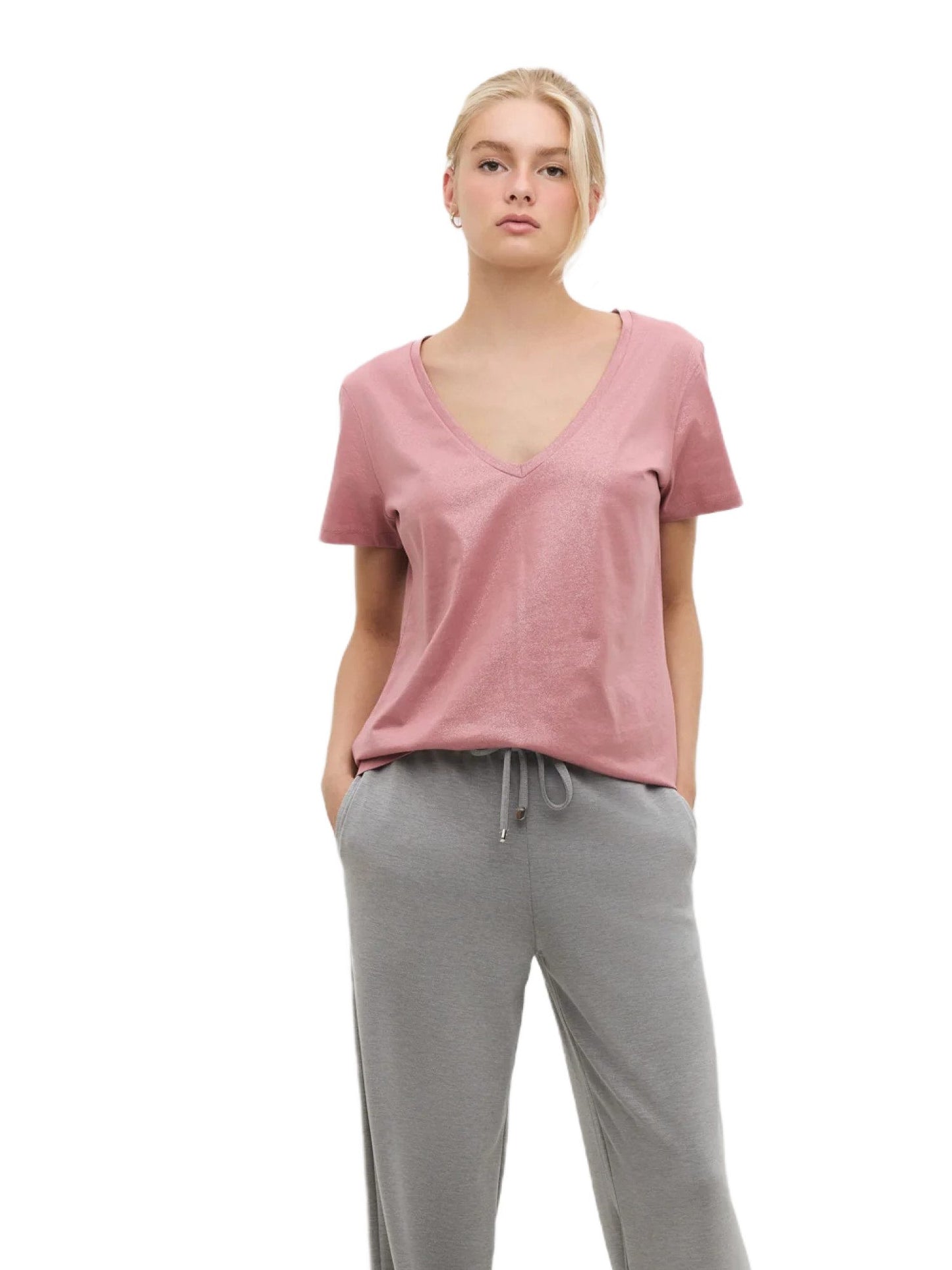 Kurzärmeliges T-Shirt mit V-Ausschnitt