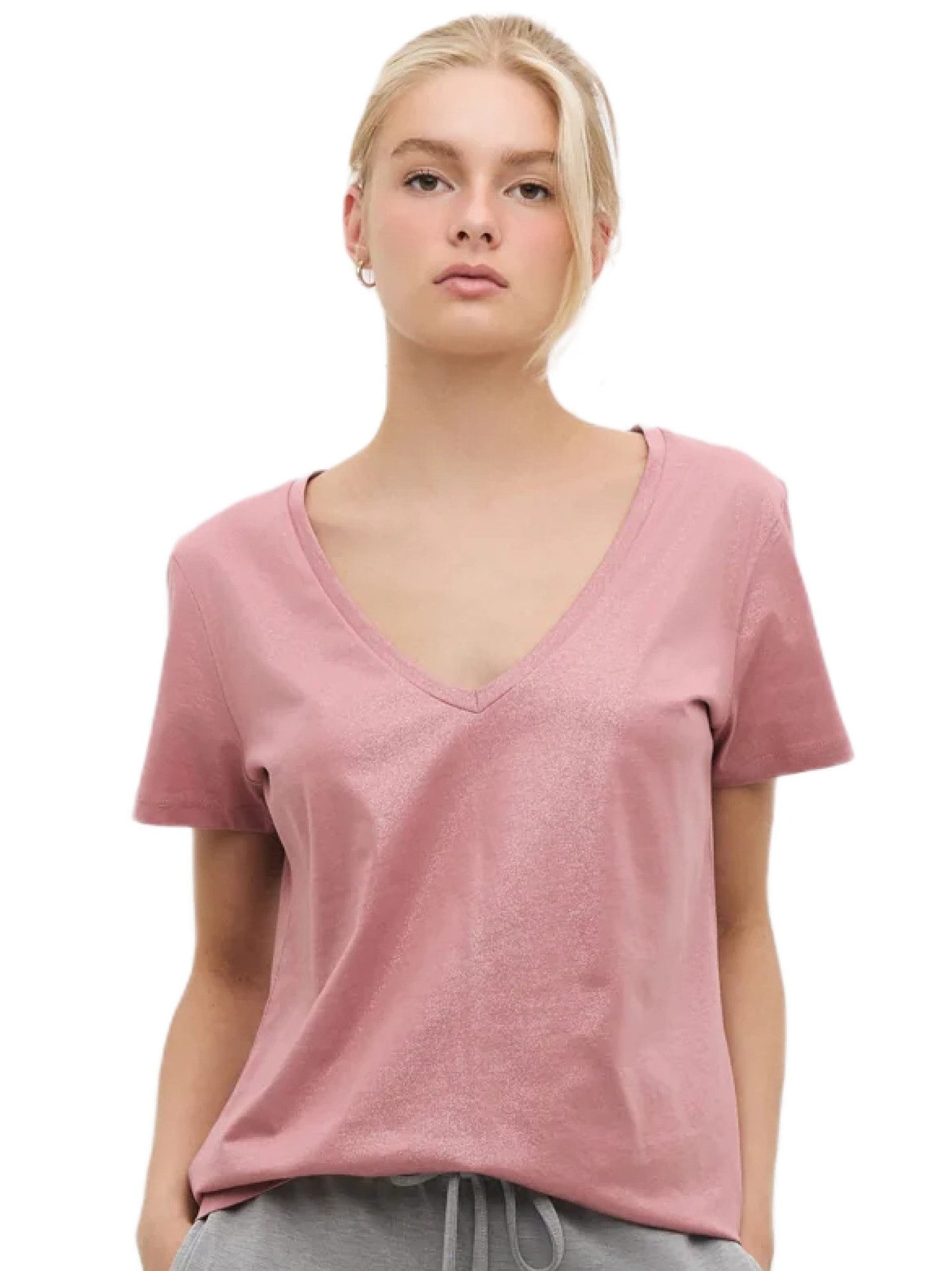 Kurzärmeliges T-Shirt mit V-Ausschnitt